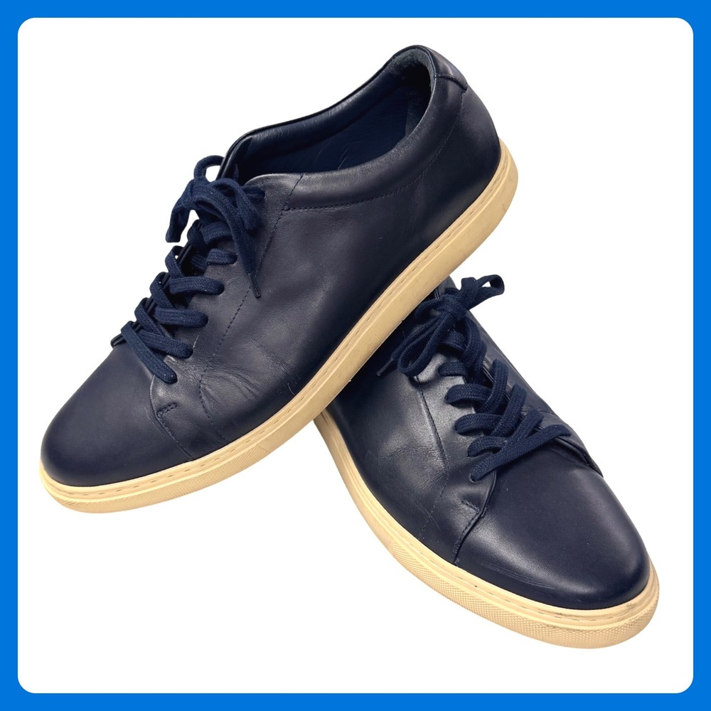 Allen Edmonds Canal Court Sneaker Men 12D Navy Blue Leather Low Top Casual Shoes
